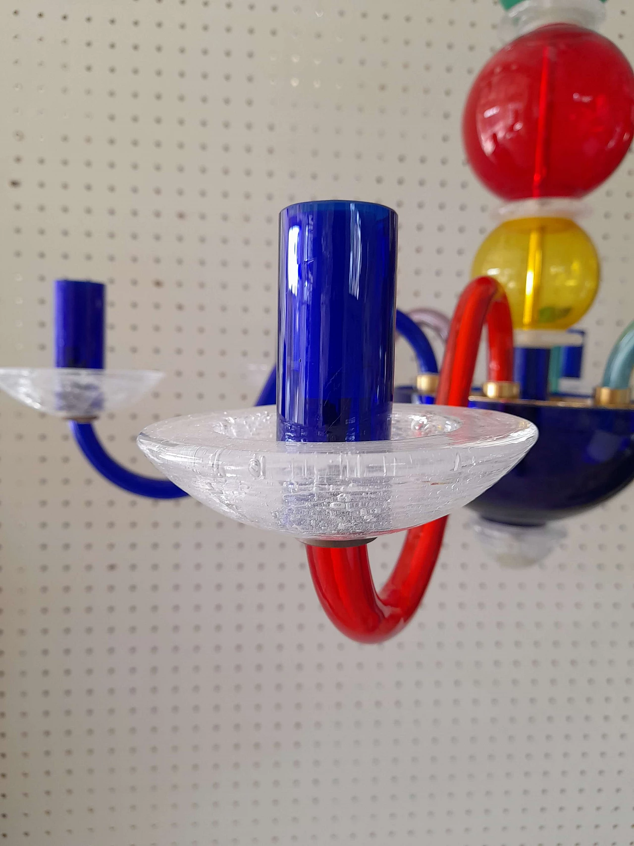 Coloured Murano glass six-light chandelier by Sylcom, 1990s 4