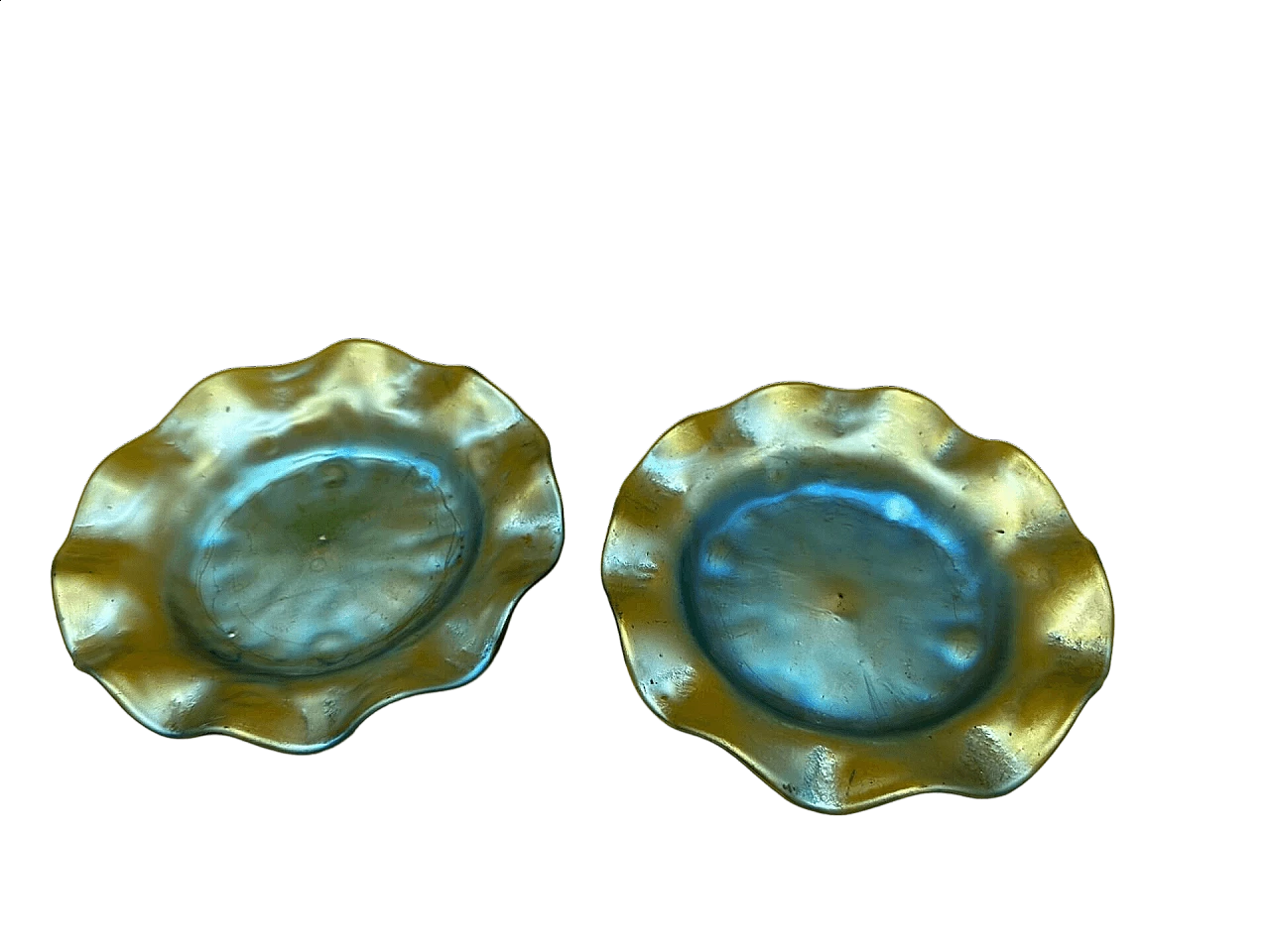 Coppia di ciotole Lutz in vetro iridescente, inizio '900 3