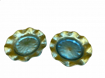 Coppia di ciotole Lutz in vetro iridescente, inizio '900