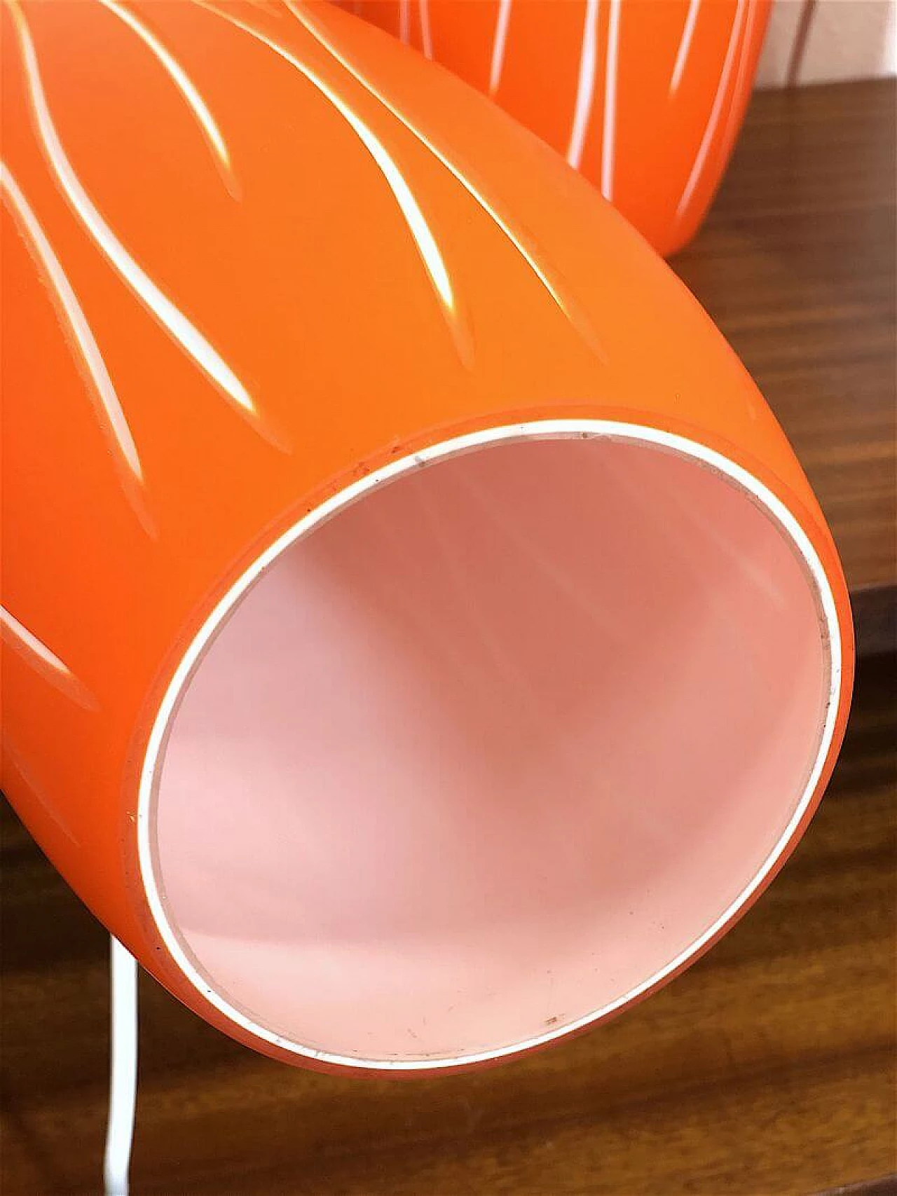 4 Orange Murano glass pendant chandeliers, 1960s 5