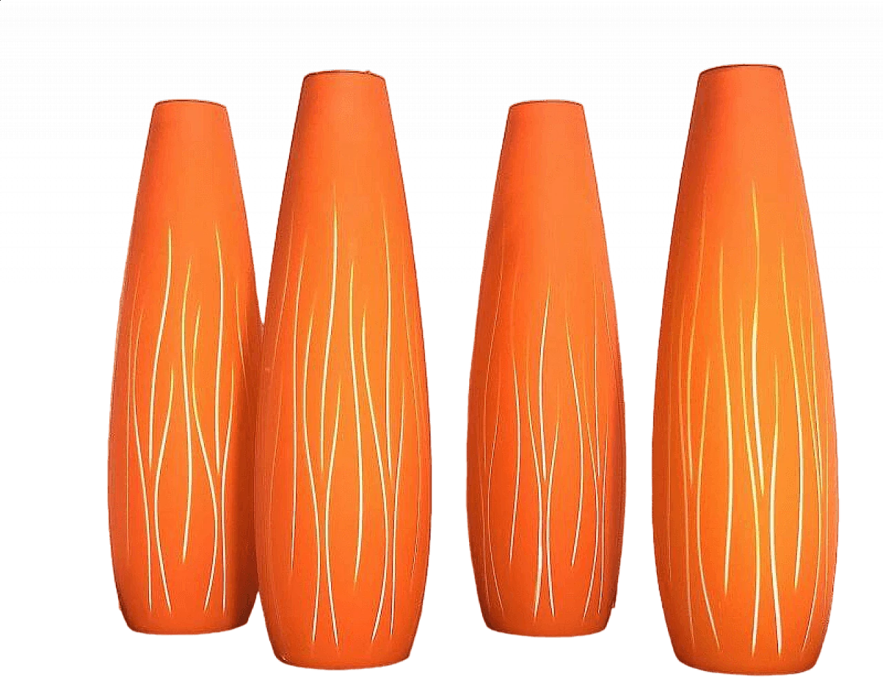 4 Lampadari a sospensione in vetro di Murano arancione, anni '60 11