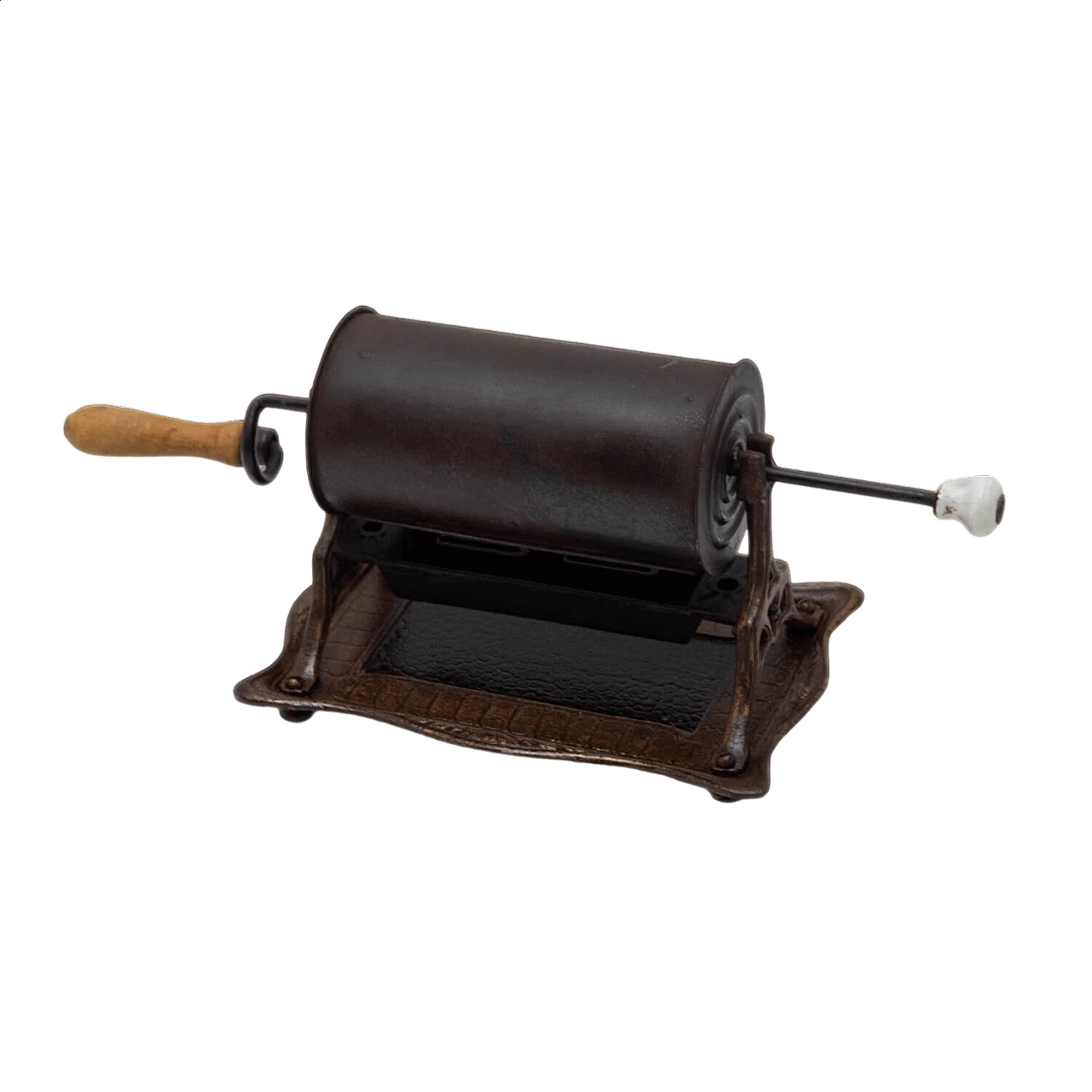 Tostatrice manuale per chicchi di caffè in ghisa e lamiera, fine '800 14