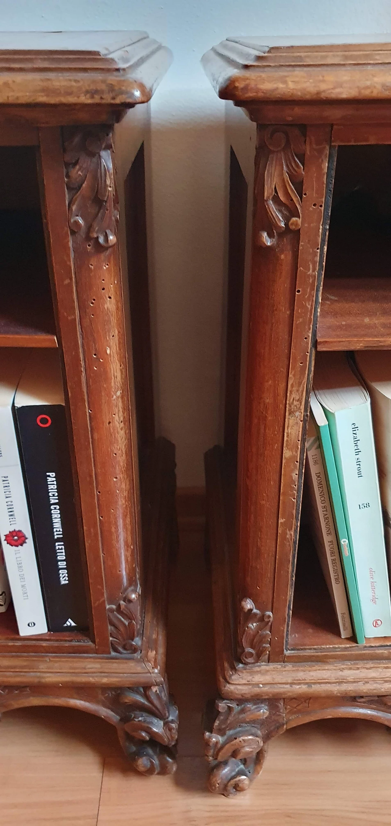 Pair of 18th-century Lombard-style chairs and bedside tables, 1940s 3