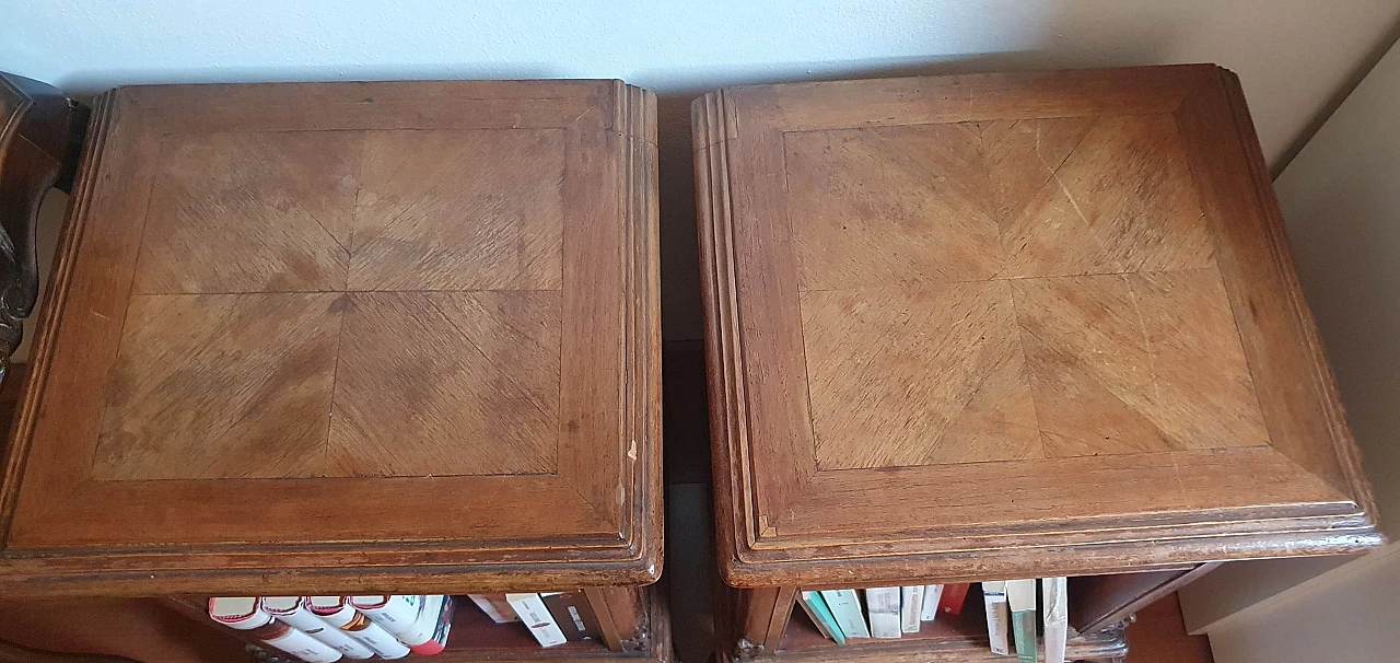 Pair of 18th-century Lombard-style chairs and bedside tables, 1940s 4