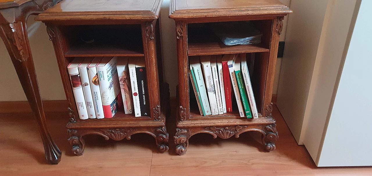 Pair of 18th-century Lombard-style chairs and bedside tables, 1940s 7