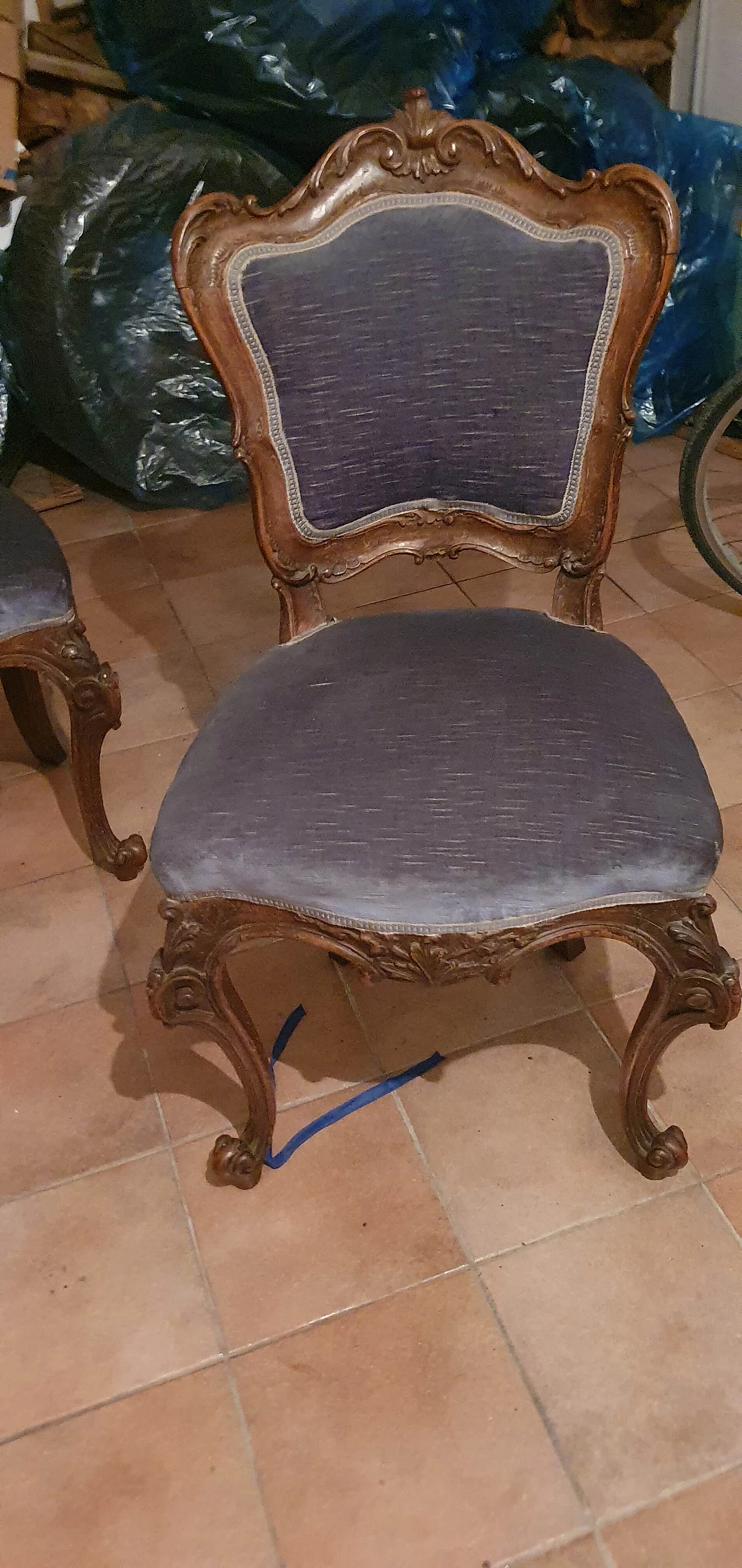 Pair of 18th-century Lombard-style chairs and bedside tables, 1940s 20