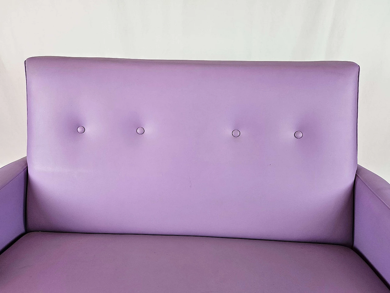 Two-seater lilac skai and iron sofa, 1950s 4