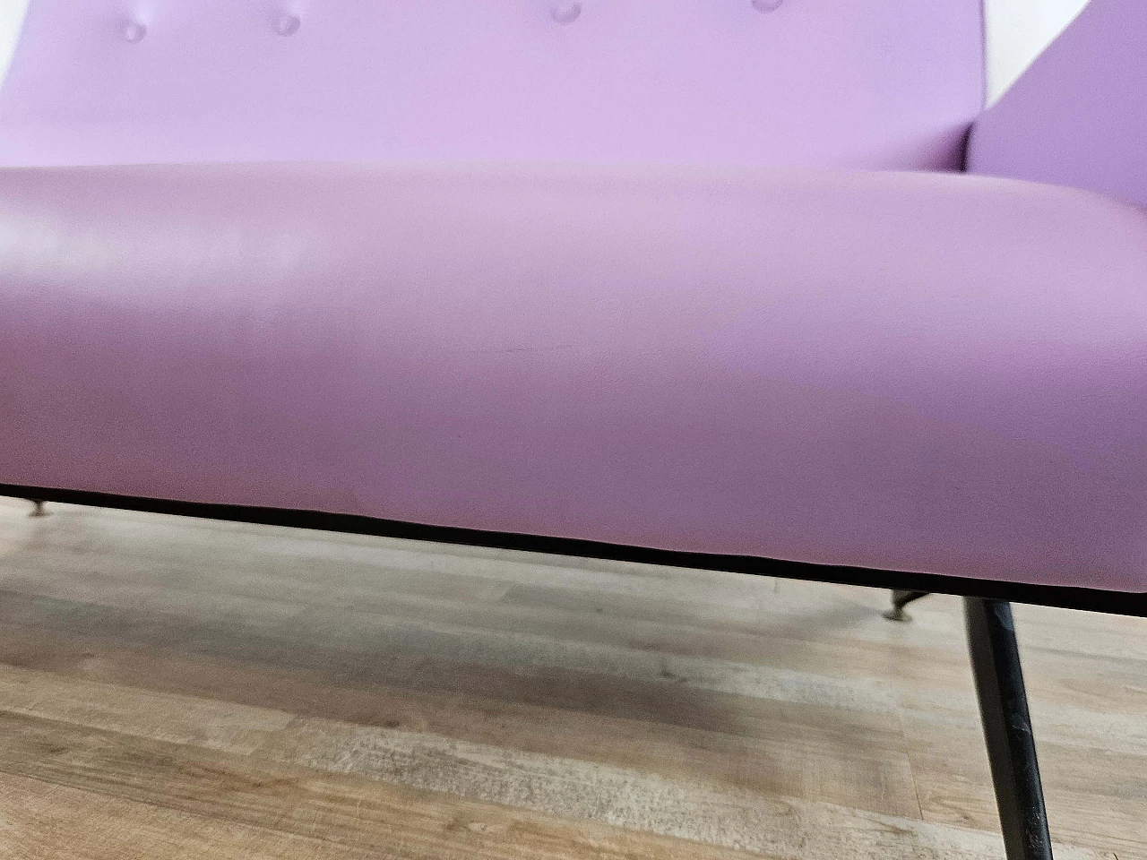 Two-seater lilac skai and iron sofa, 1950s 22