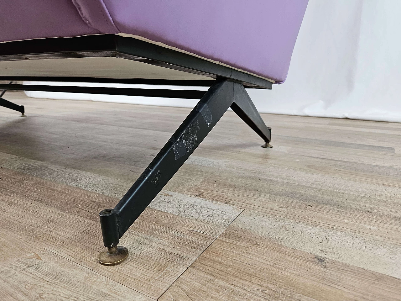 Two-seater lilac skai and iron sofa, 1950s 23