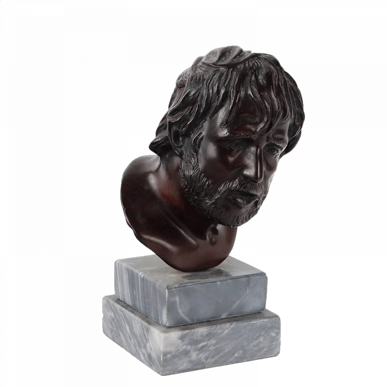 Bronze sculpture of Seneca's head on marble base 7
