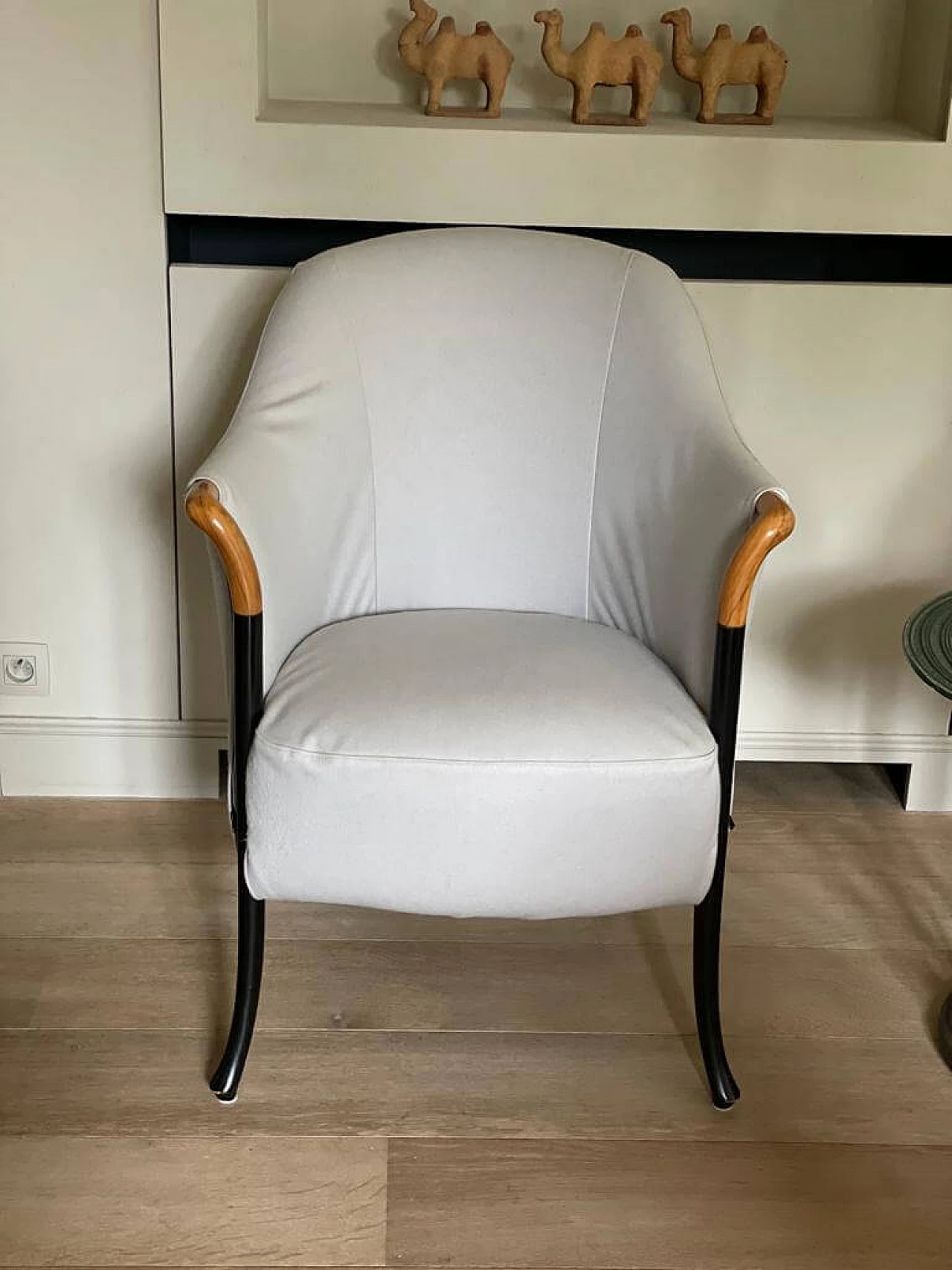 Coppia di poltrone Progetti in legno, ferro e tessuto di Giorgetti, anni '80 3