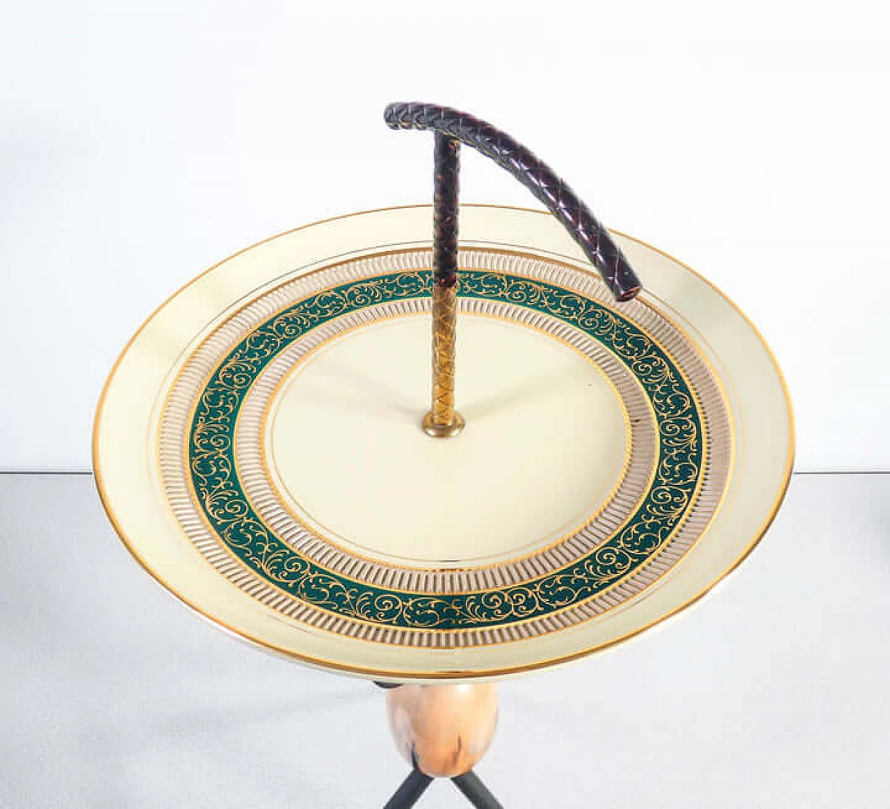 Ceramic and metal smoking accessories on tripod coffee table, 1960s 6