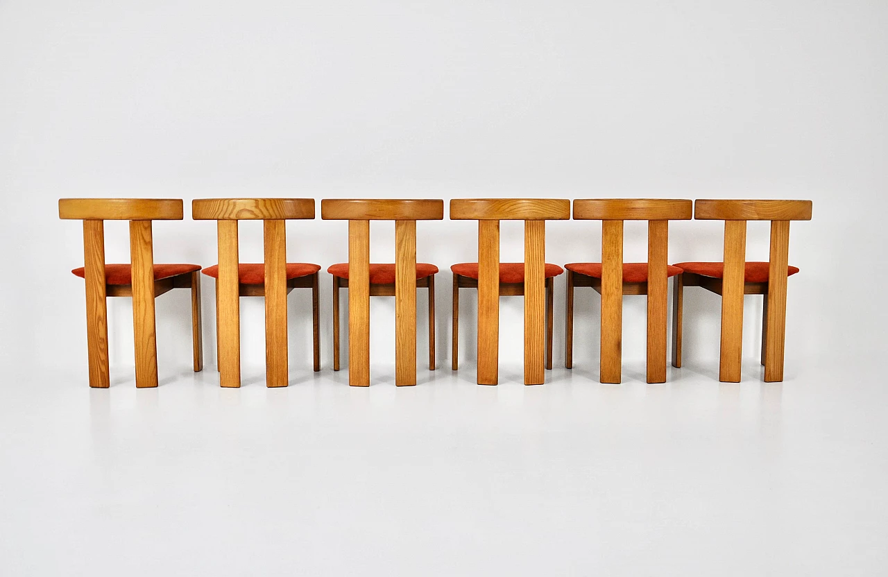 6 Sedie in legno e tessuto di Luigi Vaghi per Former, anni '60 6