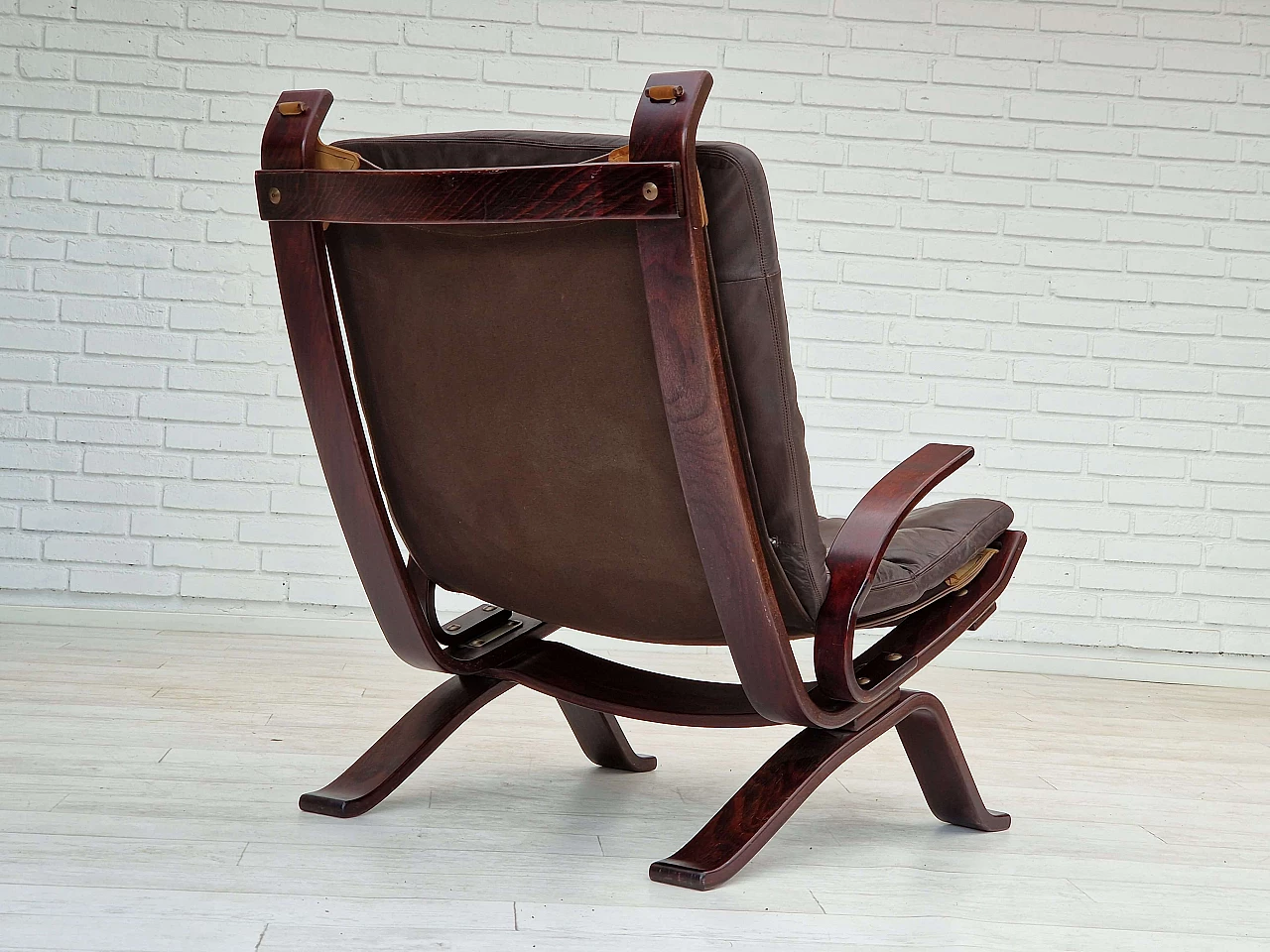 Poltrona Focus in faggio curvato e pelle di Brammin Møbler, anni '70 3