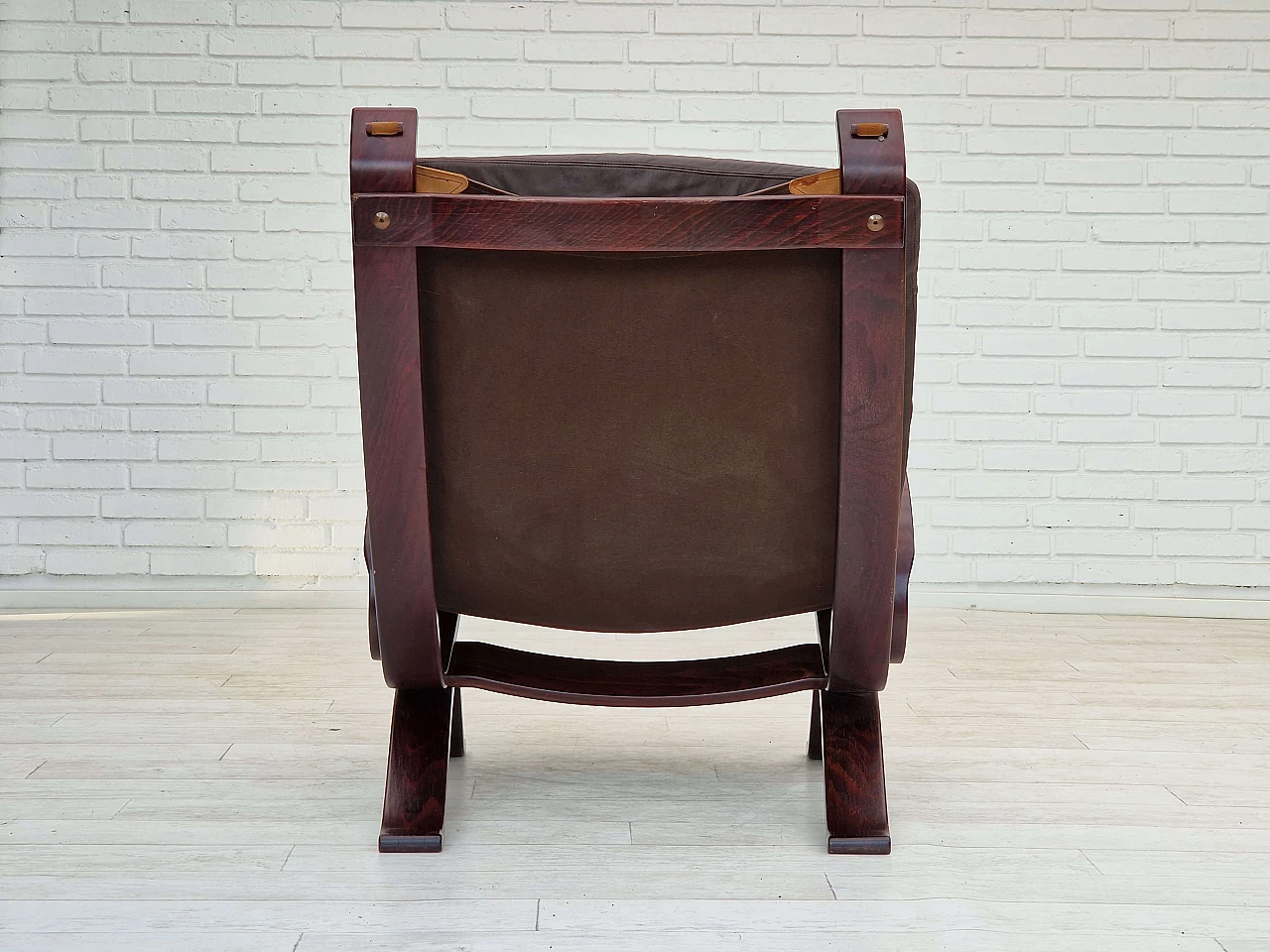 Poltrona Focus in faggio curvato e pelle di Brammin Møbler, anni '70 4