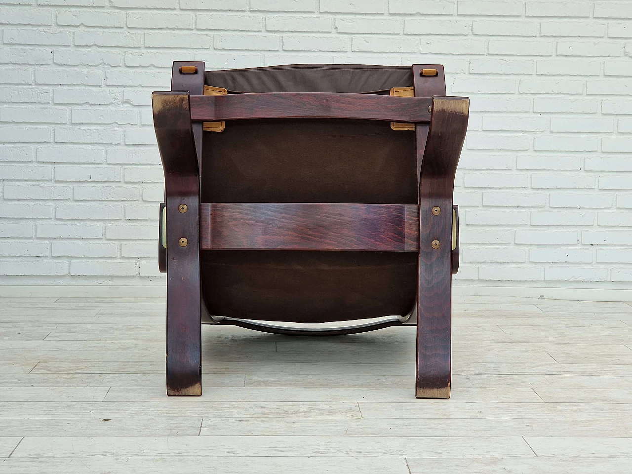 Poltrona Focus in faggio curvato e pelle di Brammin Møbler, anni '70 17