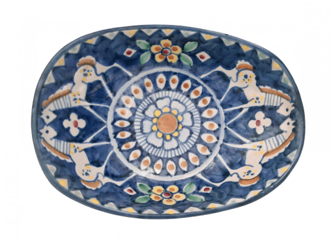 Ciotola centrotavola in ceramica di Vietri dipinta, anni '50 1