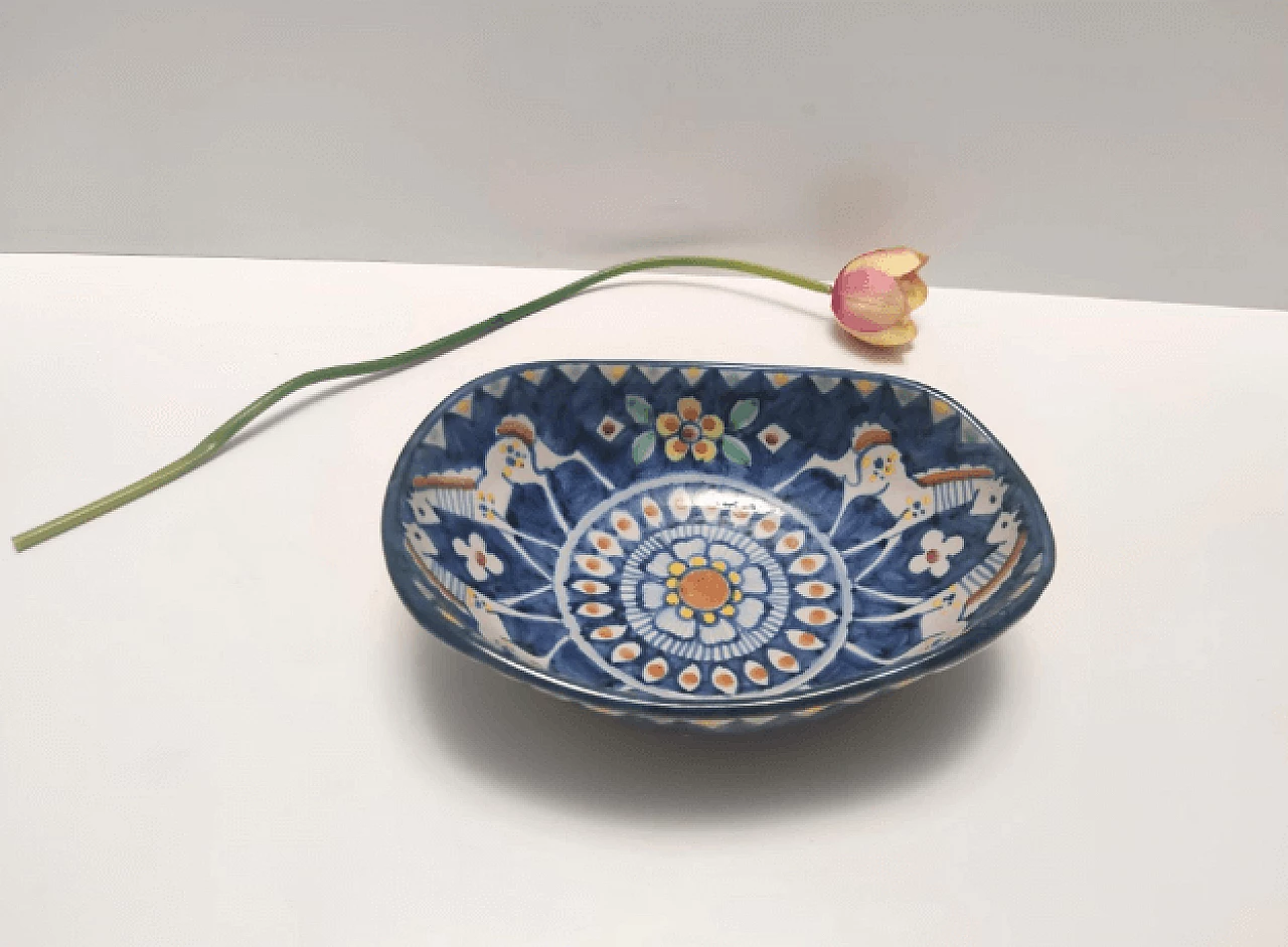 Ciotola centrotavola in ceramica di Vietri dipinta, anni '50 3