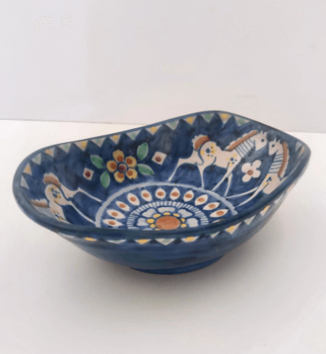 Painted Vietri ceramic centerpiece bowl, 1950s 4