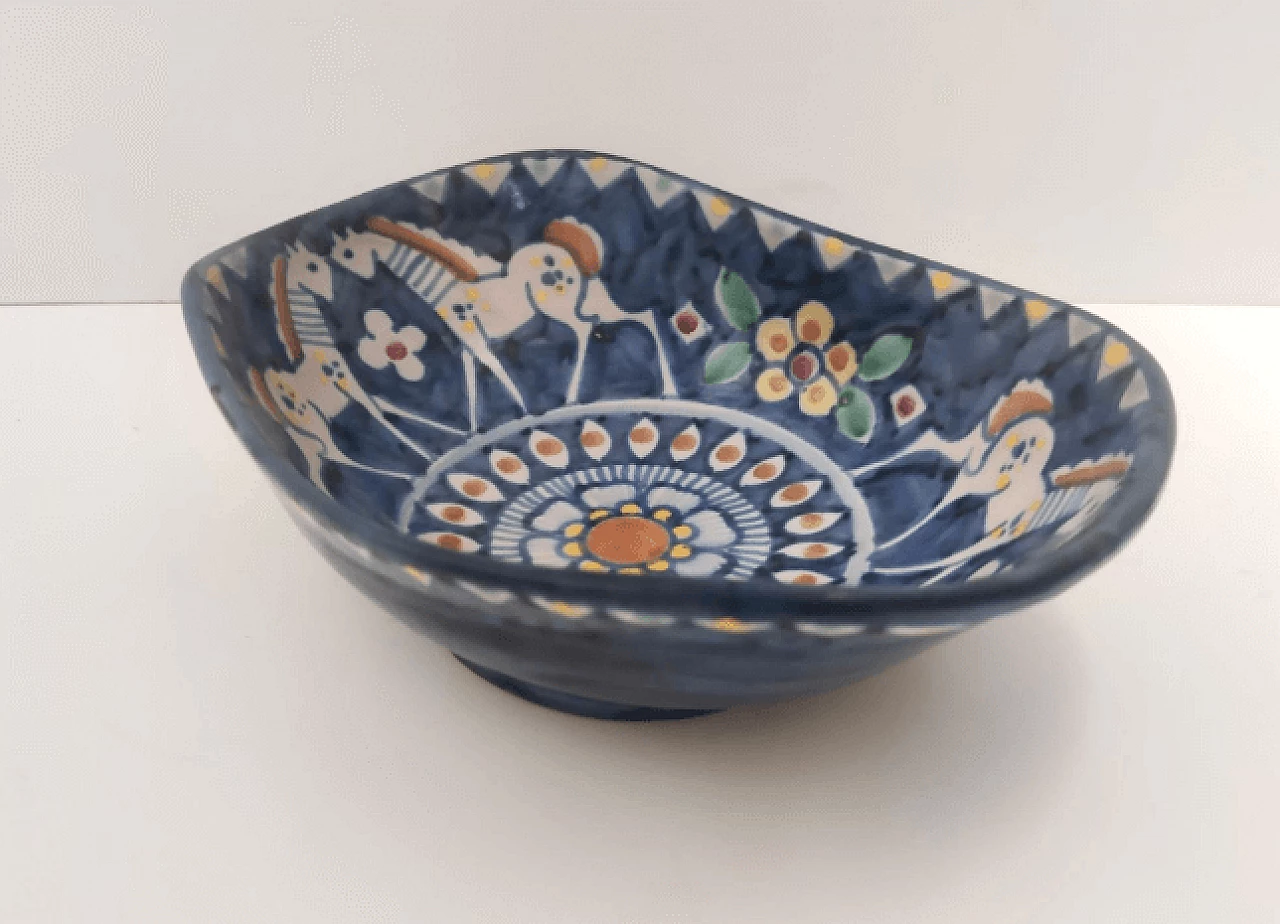 Ciotola centrotavola in ceramica di Vietri dipinta, anni '50 5