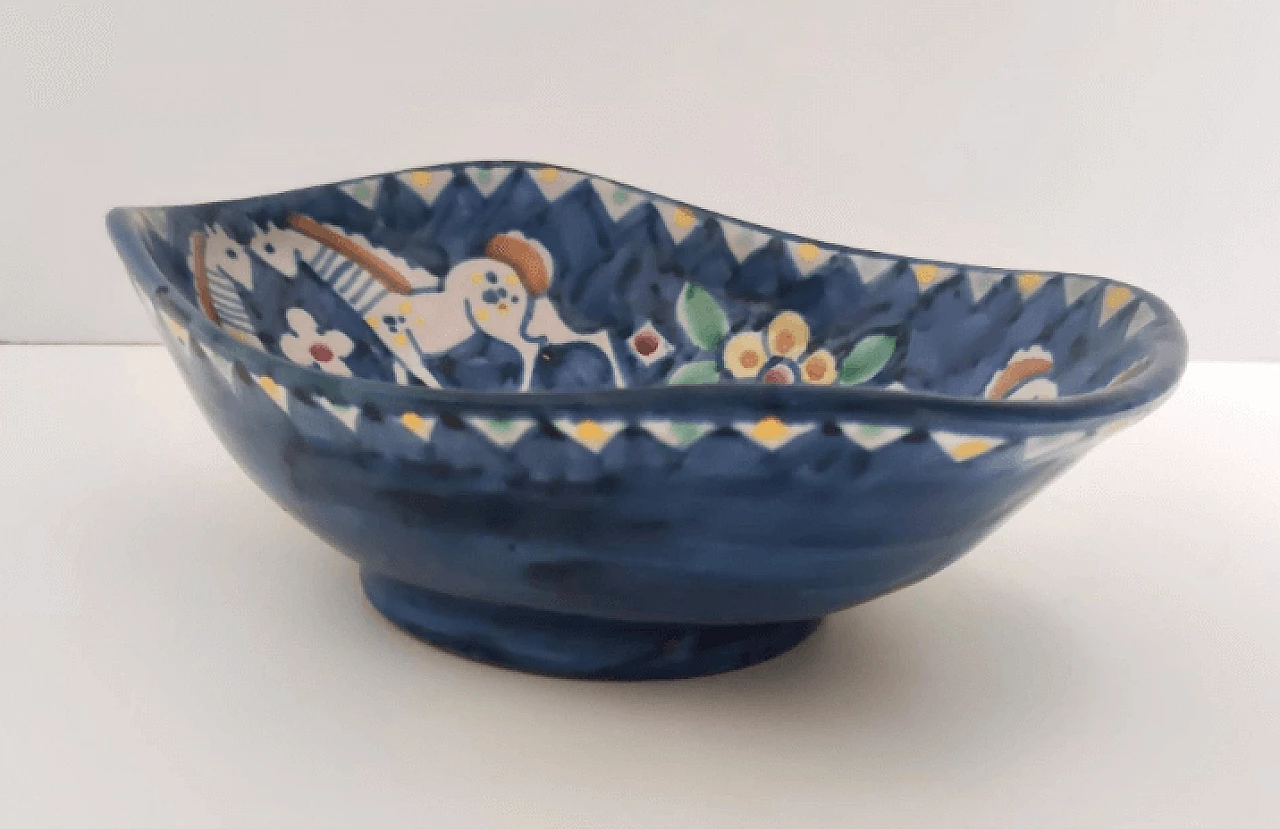 Painted Vietri ceramic centerpiece bowl, 1950s 6