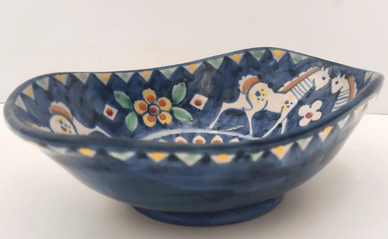 Painted Vietri ceramic centerpiece bowl, 1950s 7