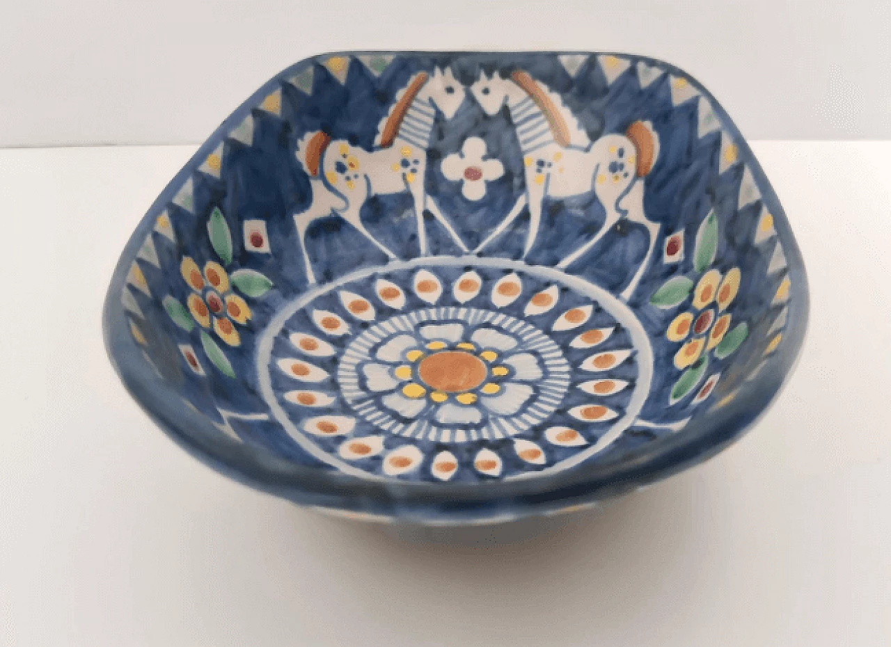 Painted Vietri ceramic centerpiece bowl, 1950s 8