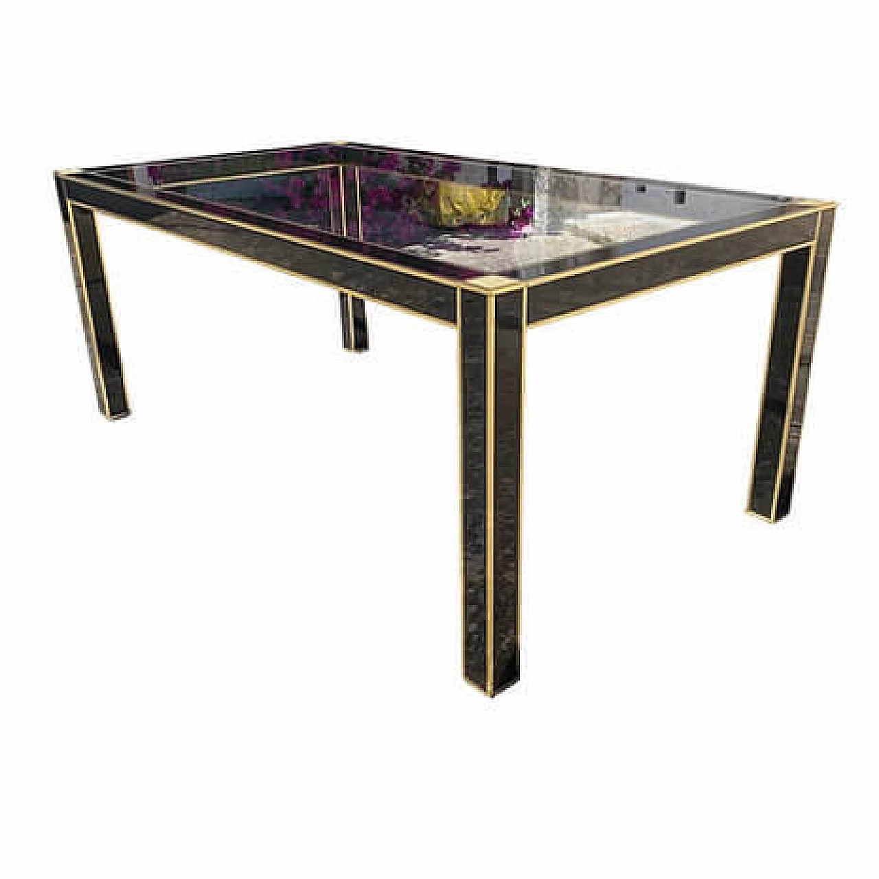 Wood, brass and crystal table by Pierre Cardin for Roche Bobois, 1970s 1