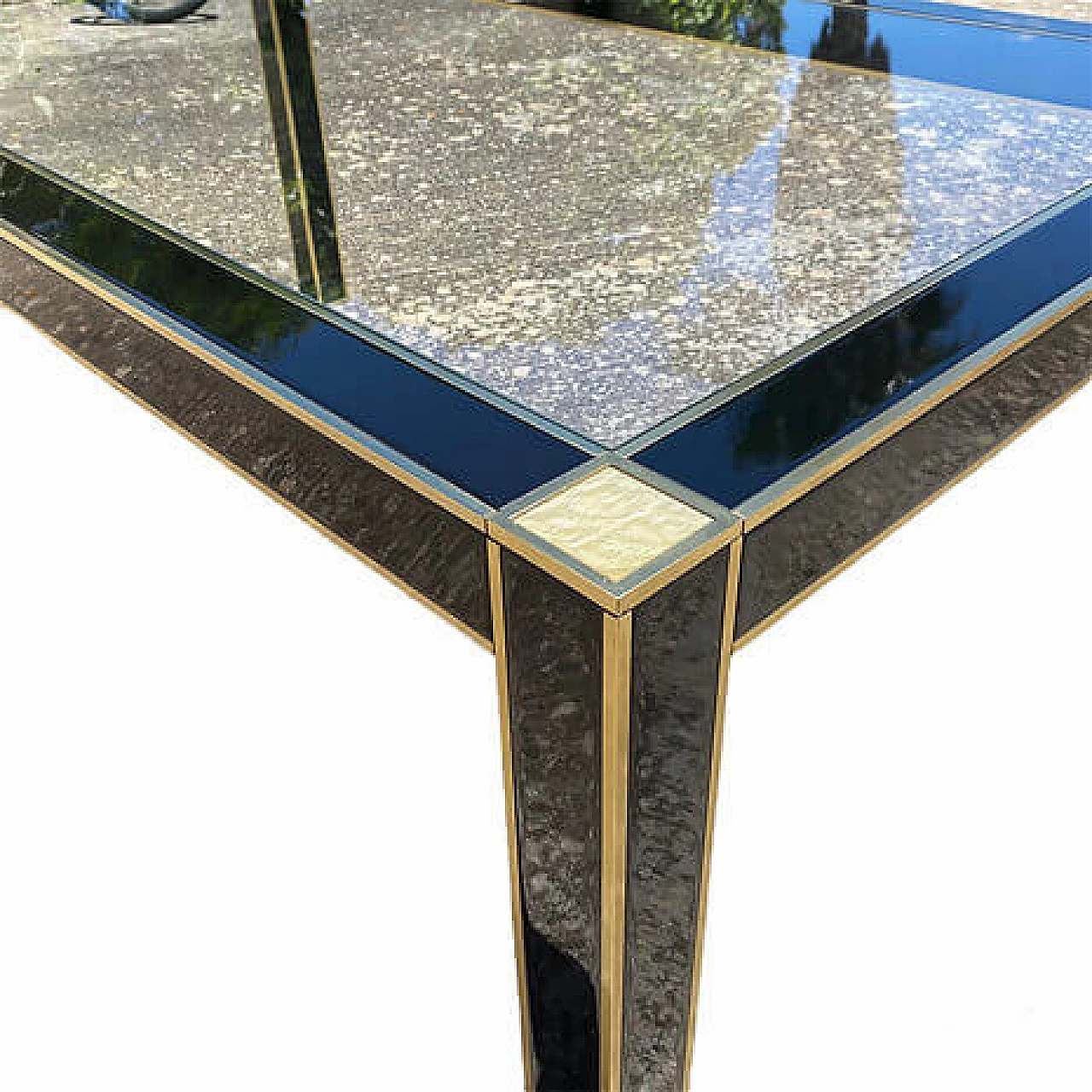 Wood, brass and crystal table by Pierre Cardin for Roche Bobois, 1970s 2