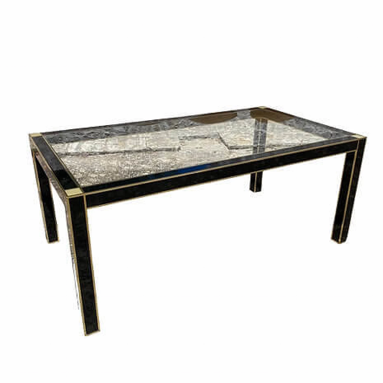 Wood, brass and crystal table by Pierre Cardin for Roche Bobois, 1970s 4