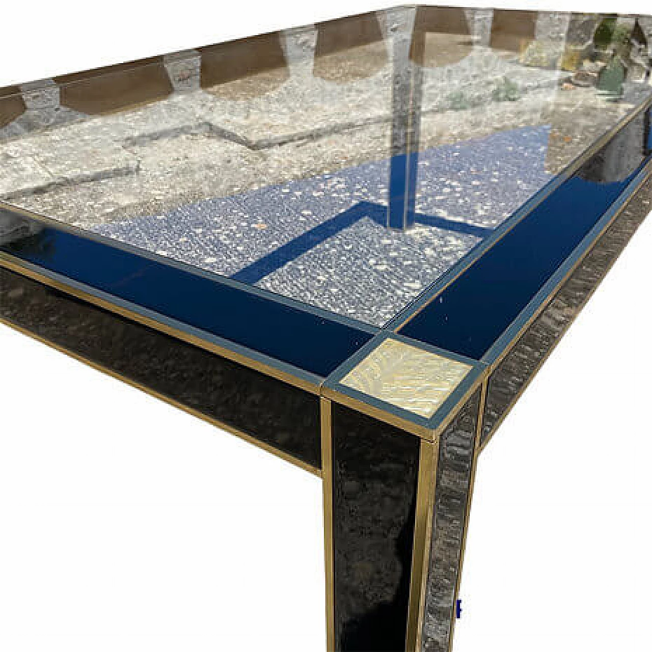 Wood, brass and crystal table by Pierre Cardin for Roche Bobois, 1970s 5