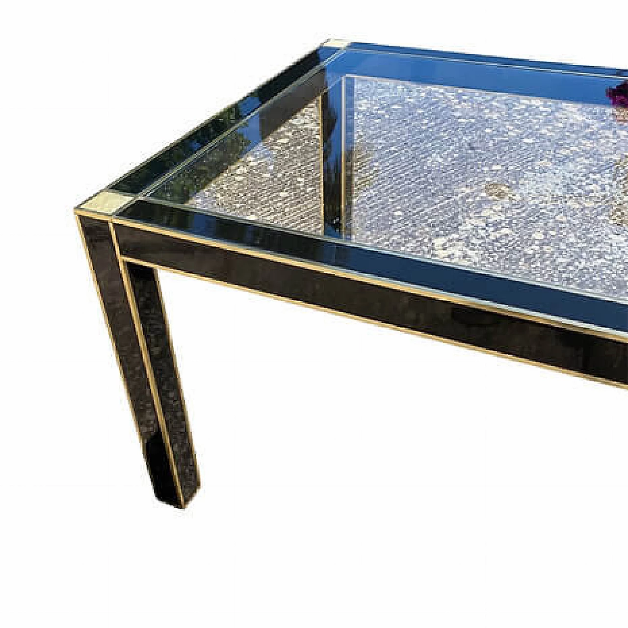 Wood, brass and crystal table by Pierre Cardin for Roche Bobois, 1970s 6