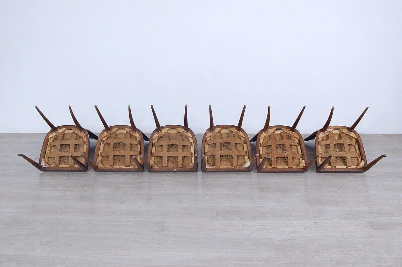 6 Sedie in legno e skai verde scuro attribuite a Guglielmo Ulrich, anni '50 8