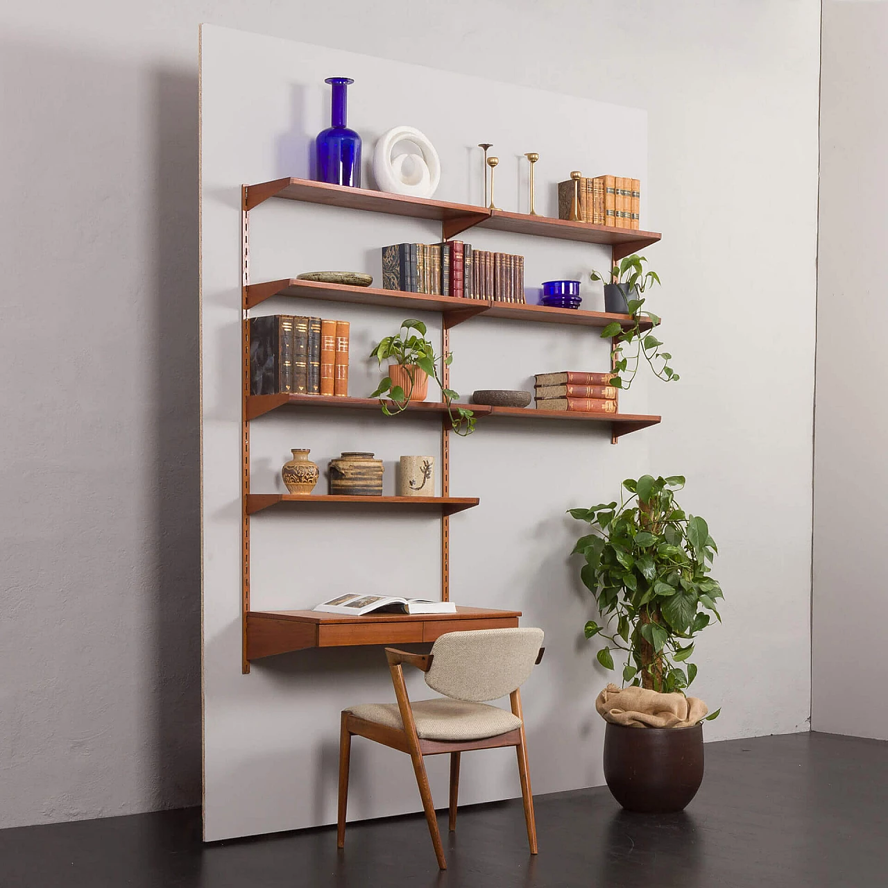Hanging bookcase with desk by Kai Kristiansen for FM Mobler, 1960s 1