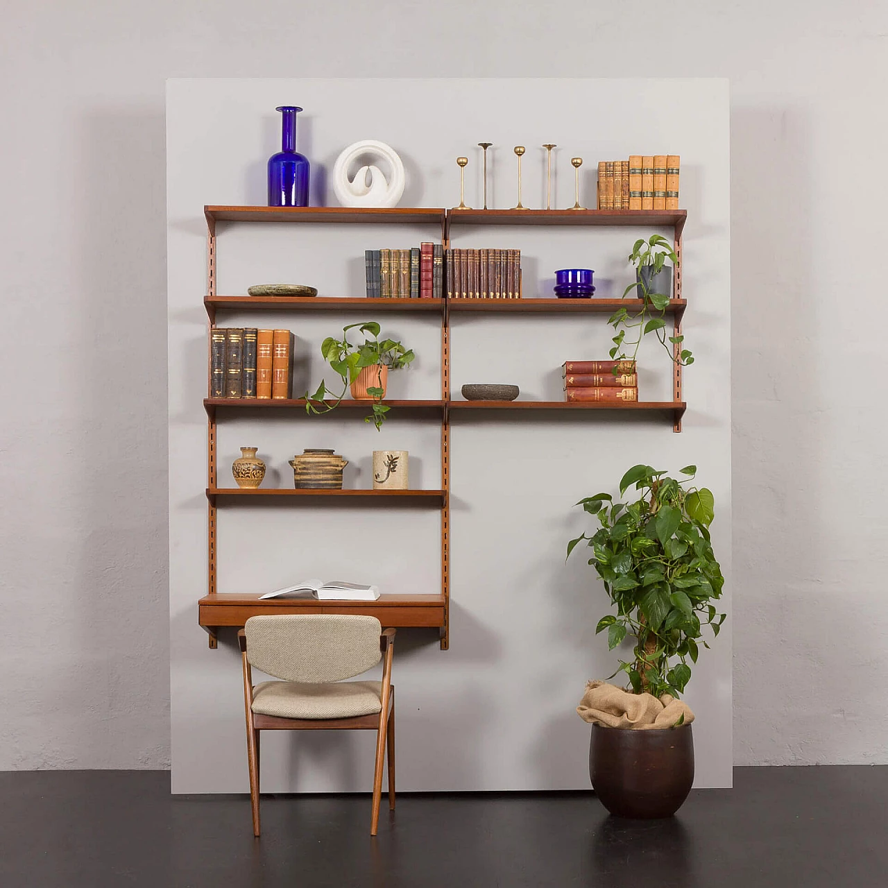 Hanging bookcase with desk by Kai Kristiansen for FM Mobler, 1960s 2