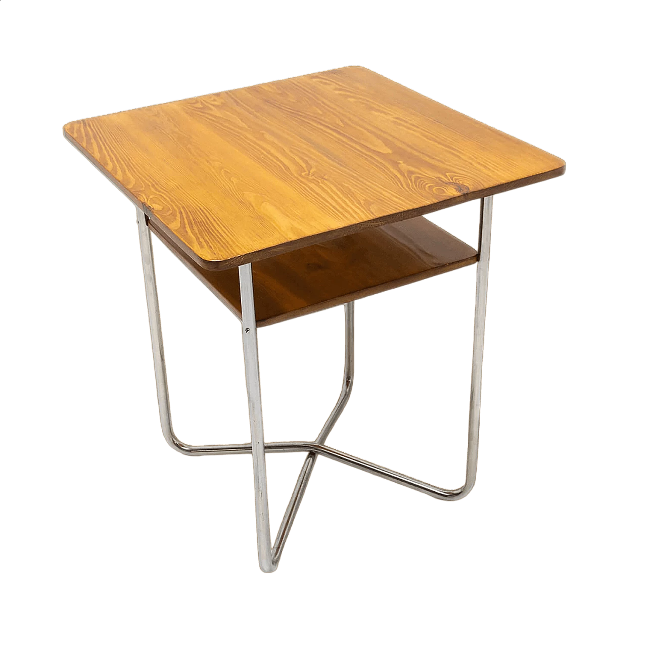 Tavolino Bauhaus in acciaio cromato e compensato di faggio, anni '30 13