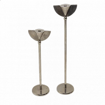 Pair of Art Deco chrome-plated candlesticks, 1930s
