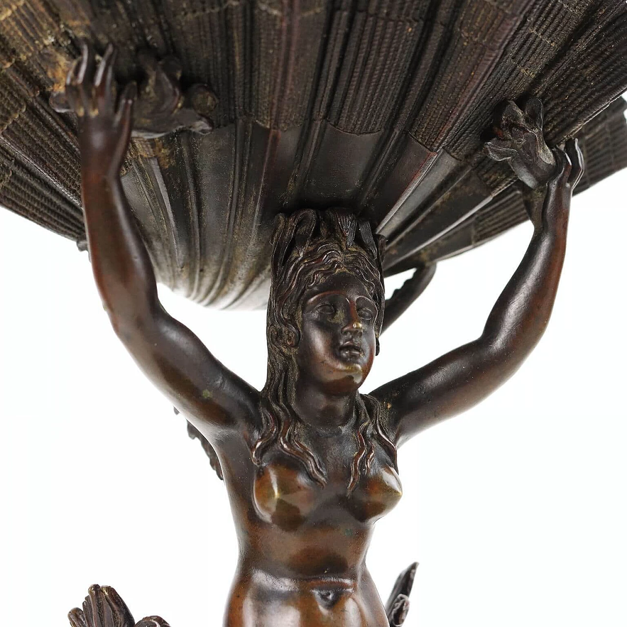 Coppia di alzatine in bronzo e marmo giallo di Siena, primo quarto '800 5