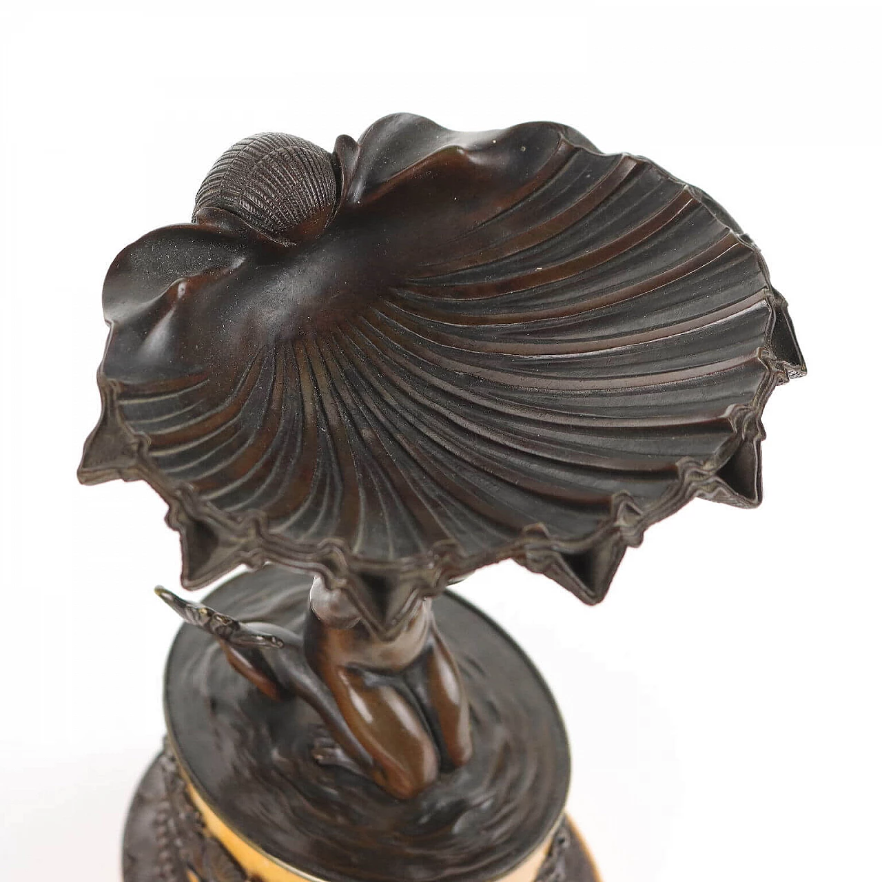 Coppia di alzatine in bronzo e marmo giallo di Siena, primo quarto '800 8