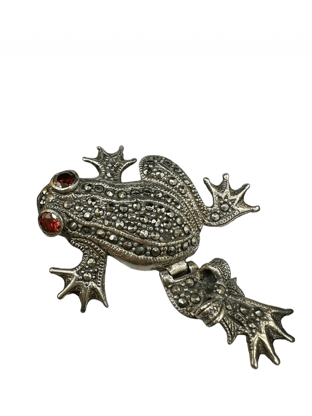 Silver frog brooch with rhinestones and rubies, early 20th century 6
