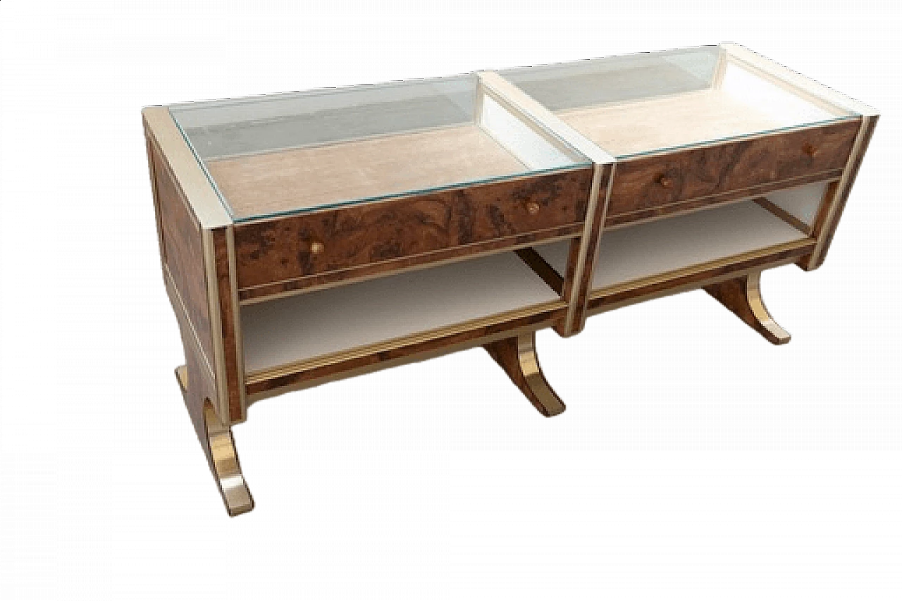 Briar-root, glass and gilded aluminum display counter, 1970s 24