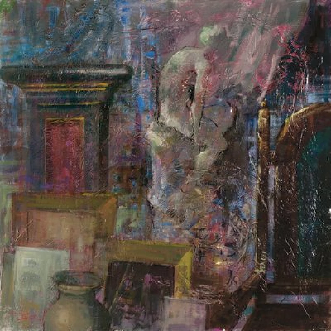 Renato Criscuolo, In the studio, painting on canvas, 2000s 2