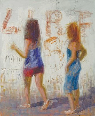 Renato Criscuolo, Girls, painting on canvas, 2000s