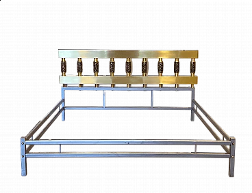 Bronze and silver metal Bagdad bed by Luciano Frigerio, 1970s