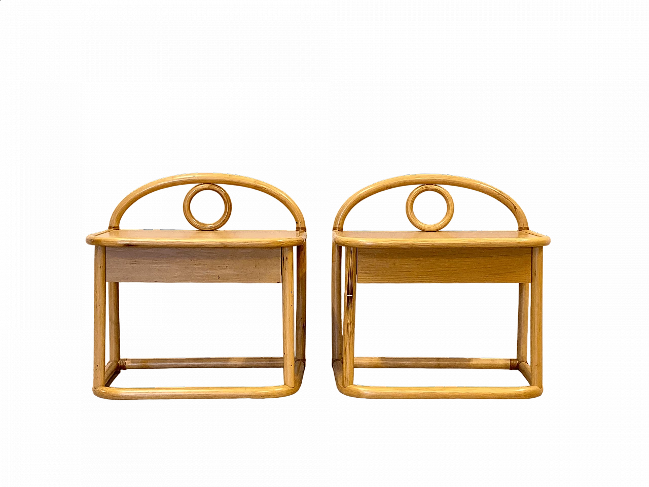 Pair of ash and bamboo bedside tables by Gervasoni, 1980s 17
