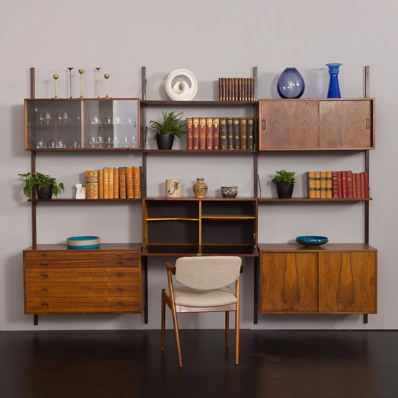 Modular rosewood bookcase with five cabinets by Thygesen and Sorensen for Hansen & Guldborg, 1960s 1