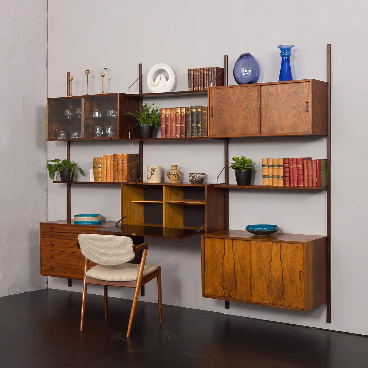 Modular rosewood bookcase with five cabinets by Thygesen and Sorensen for Hansen & Guldborg, 1960s 2