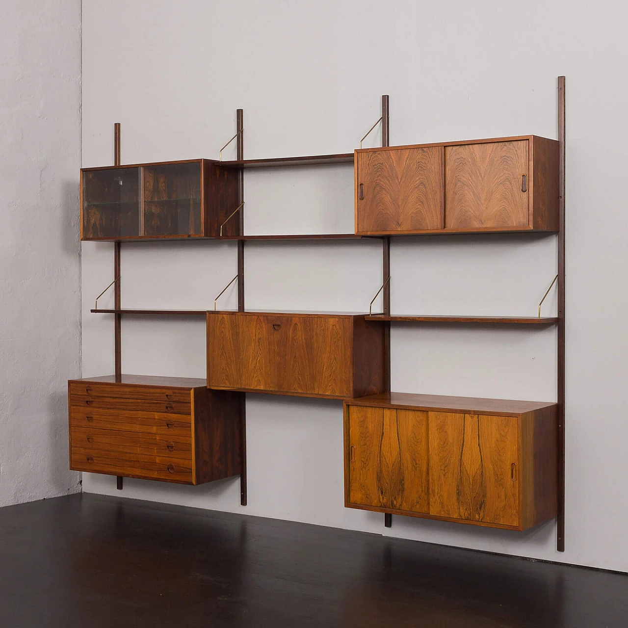 Modular rosewood bookcase with five cabinets by Thygesen and Sorensen for Hansen & Guldborg, 1960s 3