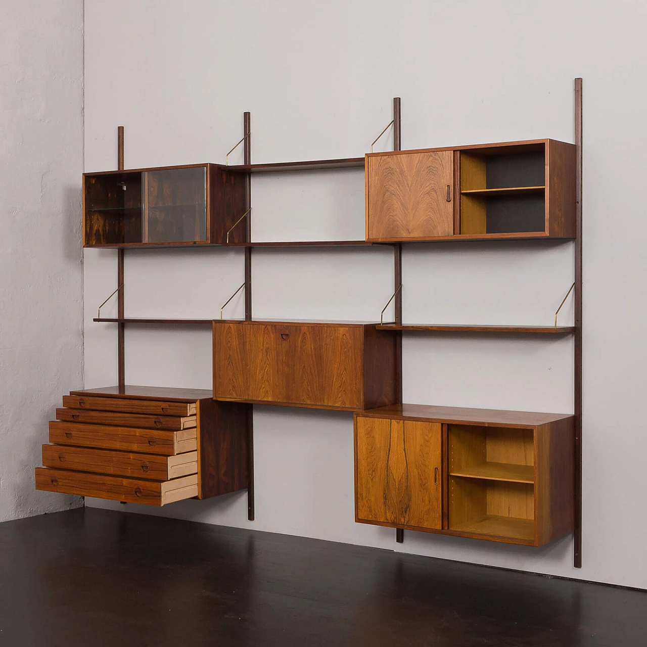 Modular rosewood bookcase with five cabinets by Thygesen and Sorensen for Hansen & Guldborg, 1960s 5