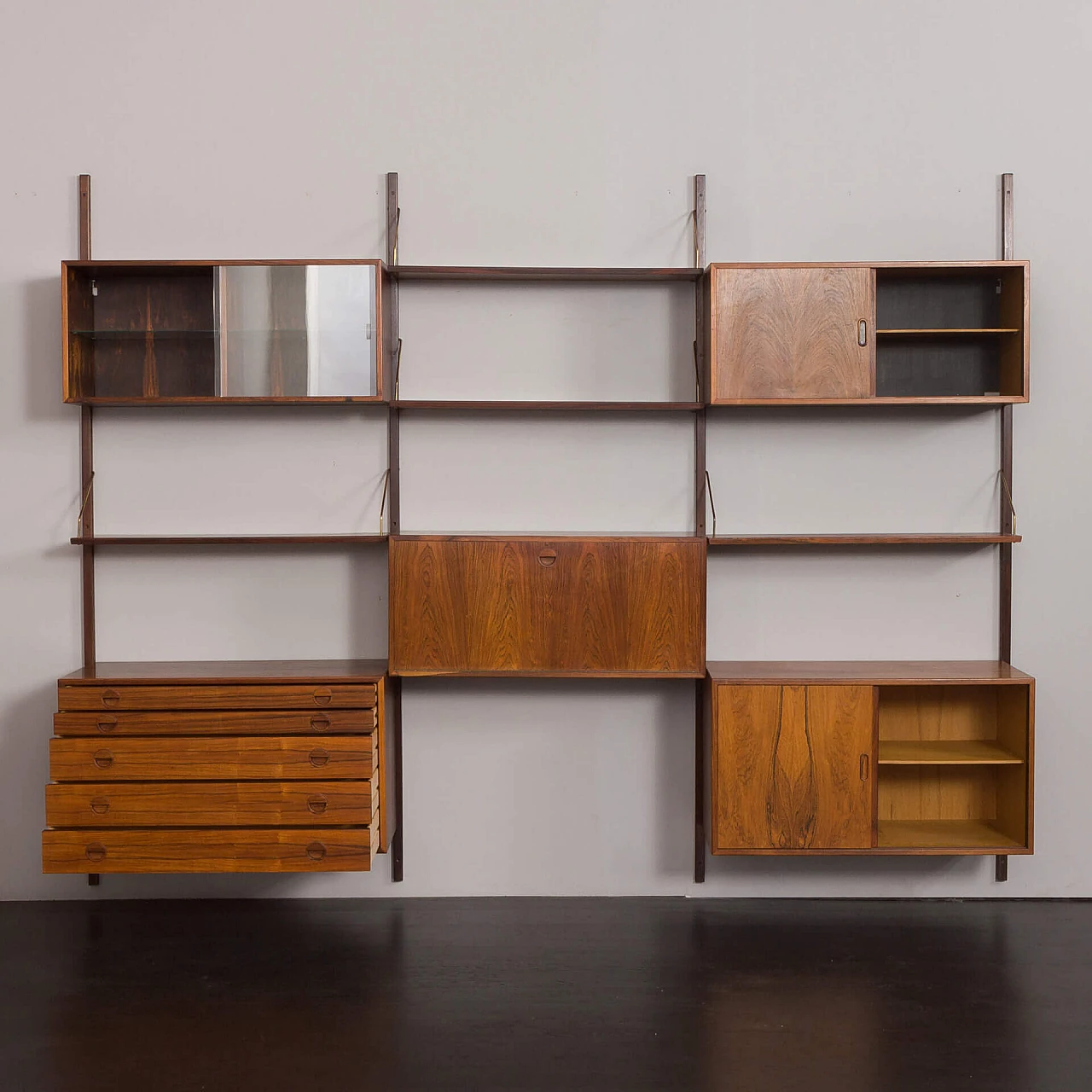 Modular rosewood bookcase with five cabinets by Thygesen and Sorensen for Hansen & Guldborg, 1960s 6